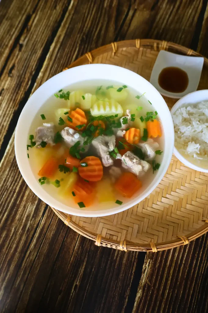 vietnamese pork rib soup with carrot and potato