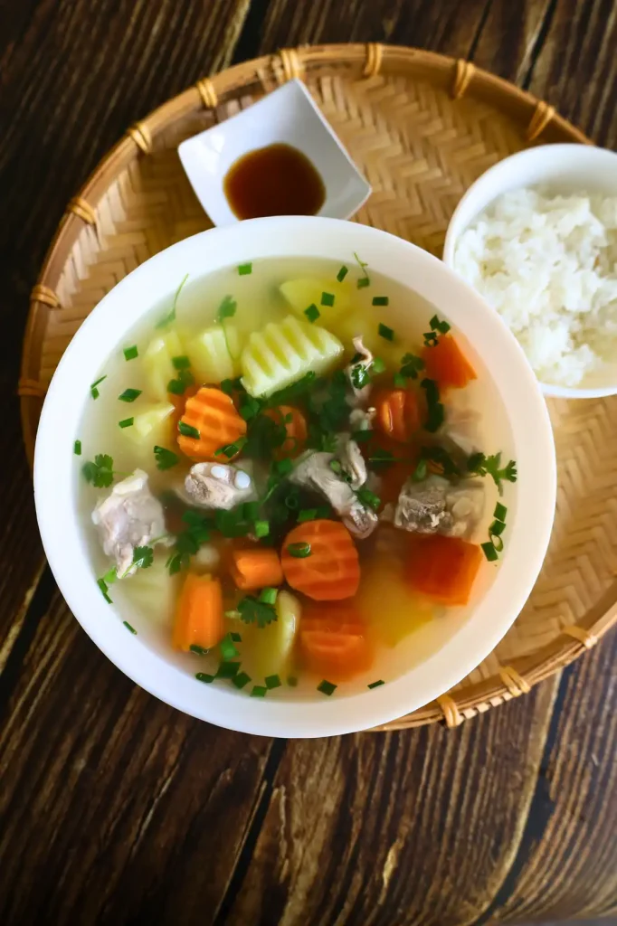 vietnamese pork rib soup with carrot and potato