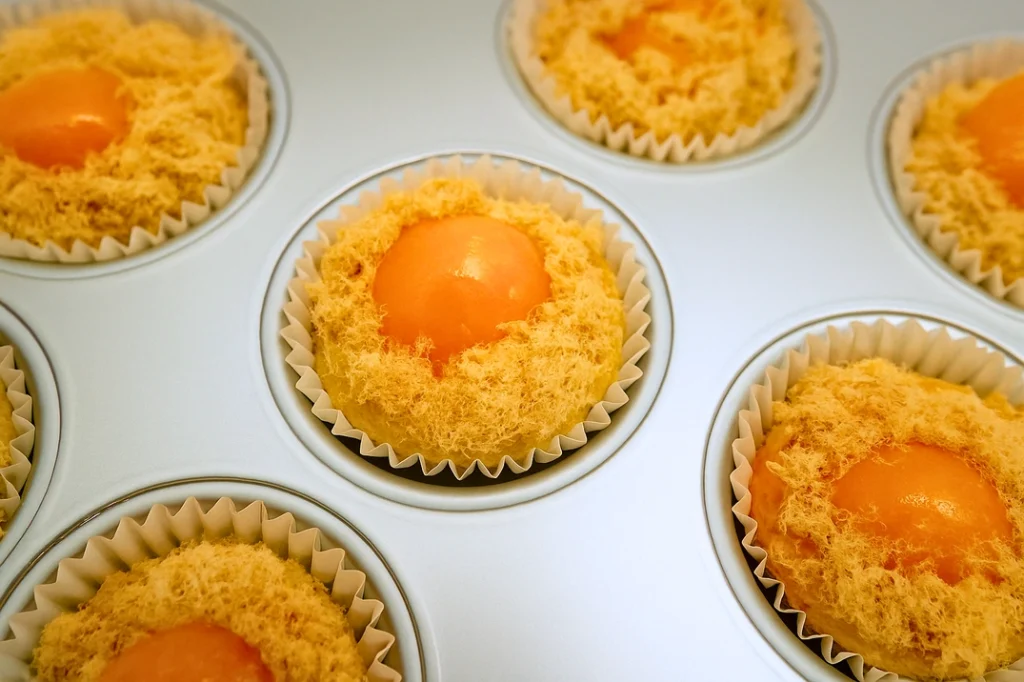 sponge cupcake with salted egg yolk