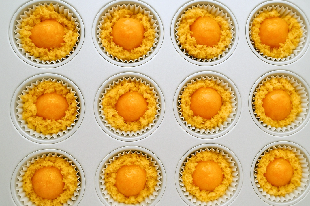 sponge cupcake with salted egg yolk